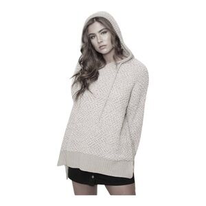Miracle Boxy Fuzzy Long Sleeve Knit Hoodie - Gray